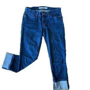 Joe's Jeans Women's Factory Cuffed Straight Leg Dark Wash Mid Rise Capri…